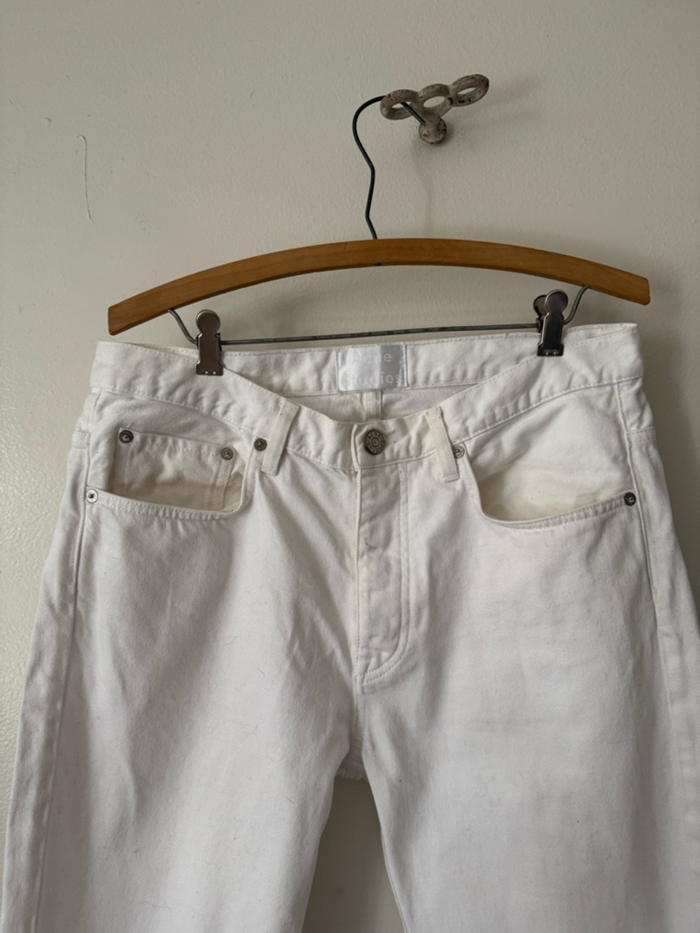 Acne Studios Town White Straight Leg Jeans 100% Cotton 33x34 - Picture 3 of 5